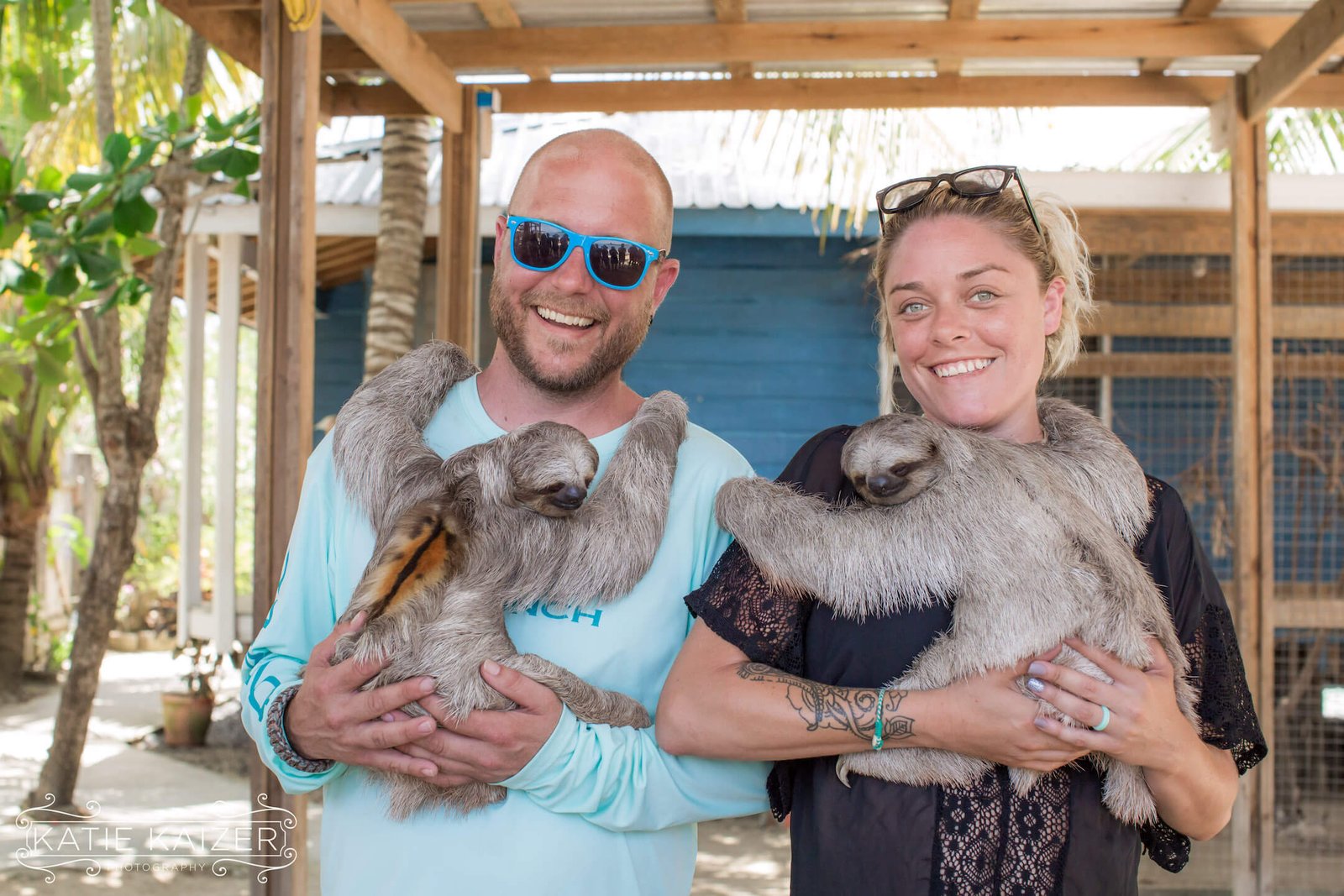 Holding a Sloth in Roatan Honduras